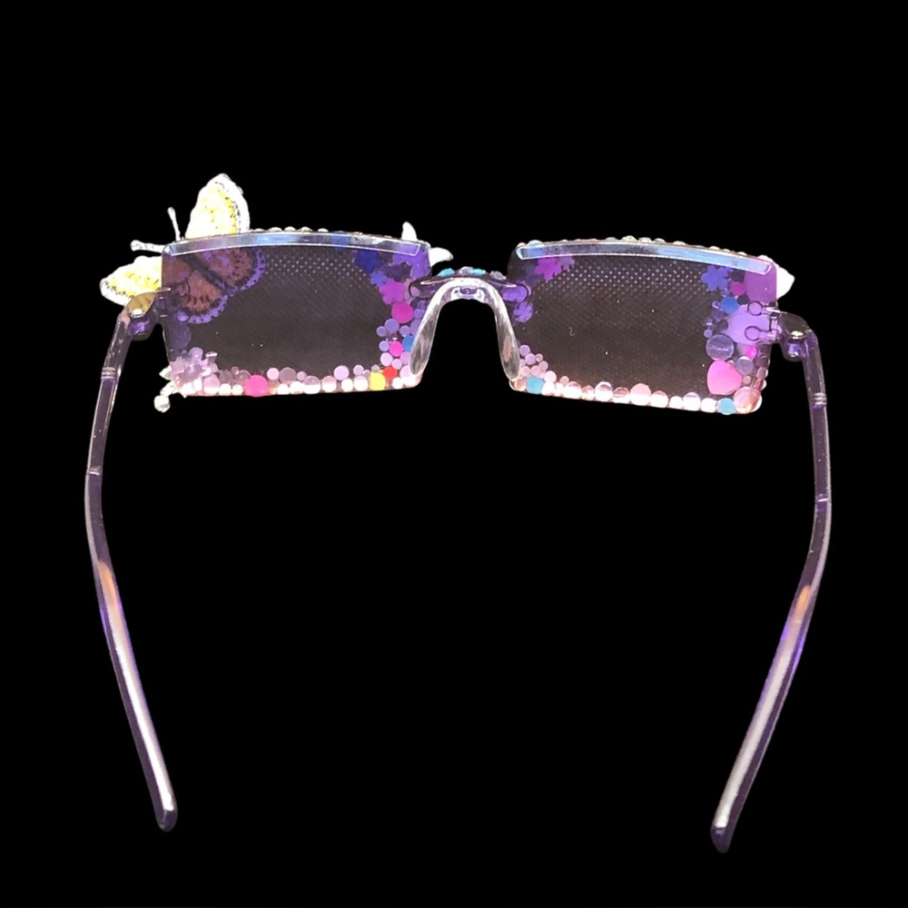*SOLD* Handcrafted Bling Adult Purple Sunglasses Party Club Festivals NEW - Picture 6 of 7